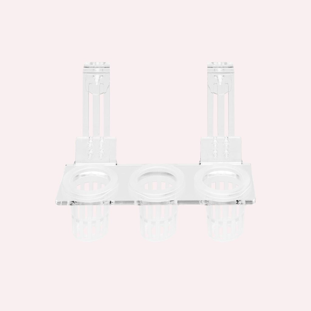 Hydroponic Planter Pot - Small, Triple Holder - Glass Aqua