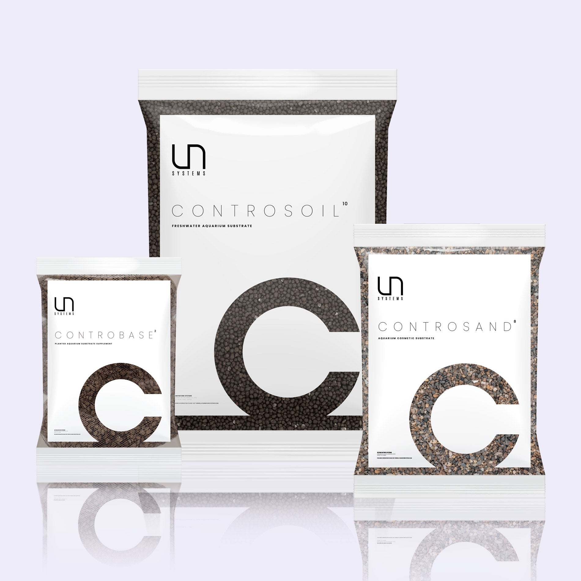 UNS Substrate System - Soil, Sand & Base (Black) - Glass Aqua