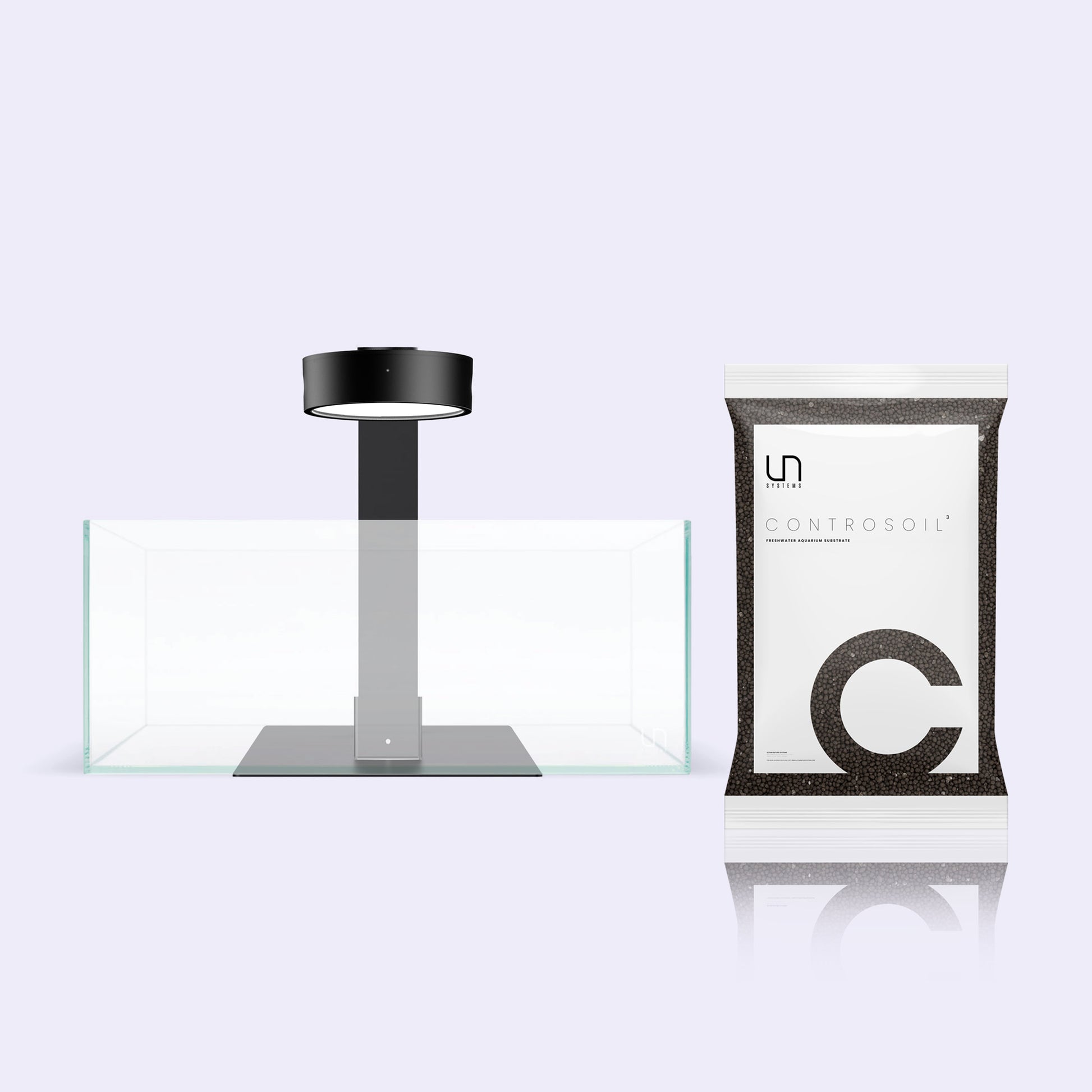 Desktop nano shallow planted aquarium starter kit for aquascaping