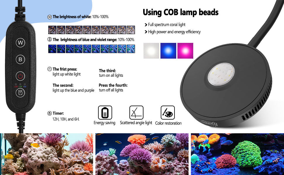 Hygger Nano Reef LED Light | Saltwater Aquarium Lights - Glass Aqua