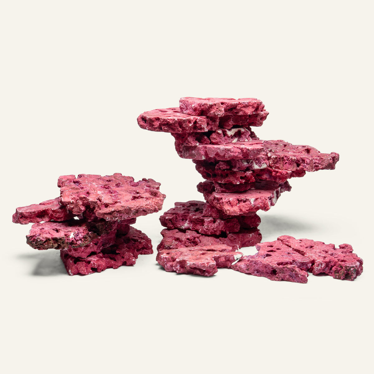 Reef Shelf Rock in Coralline stacked together to create a reef aquarium hardscape layout