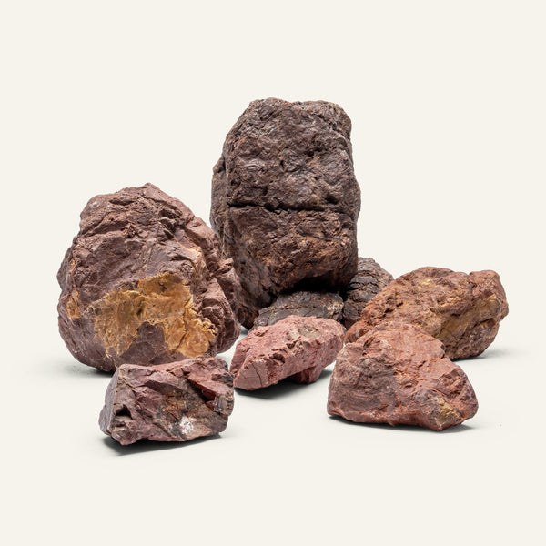 Group photo of Red Manten Stone natural aquarium hardscape 