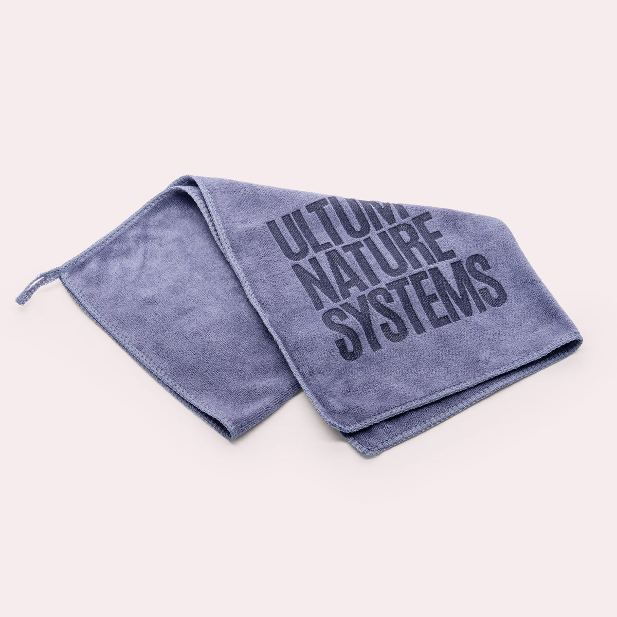 A folded UNS microfiber cloth with hang loop for aquarium glass cleaning