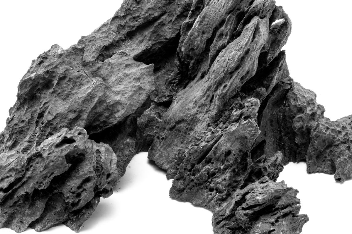 Grey-colored and texture photo of Strata Type 2 Seiryu hardscape for planted aquariums