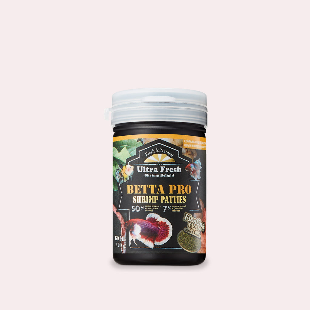 Betta Fish Food - Ultra Fresh Betta Pro Shrimp Patties - Glass Aqua