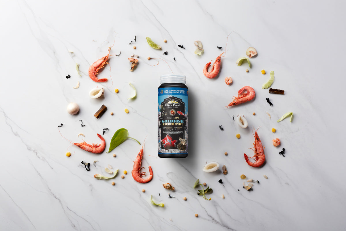 Goldfish Food - Ultra Fresh Goldfish Premium Pellet for fancy goldfish, ranchu, oranda - Glass Aqua