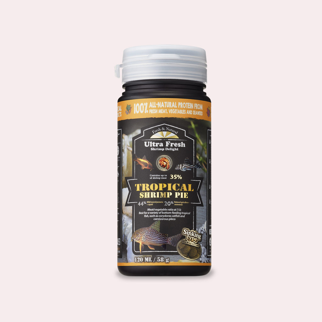 Algae Eater & Bottom Feeder Food - Ultra Fresh Shrimp & Vegetable Pie - Glass Aqua