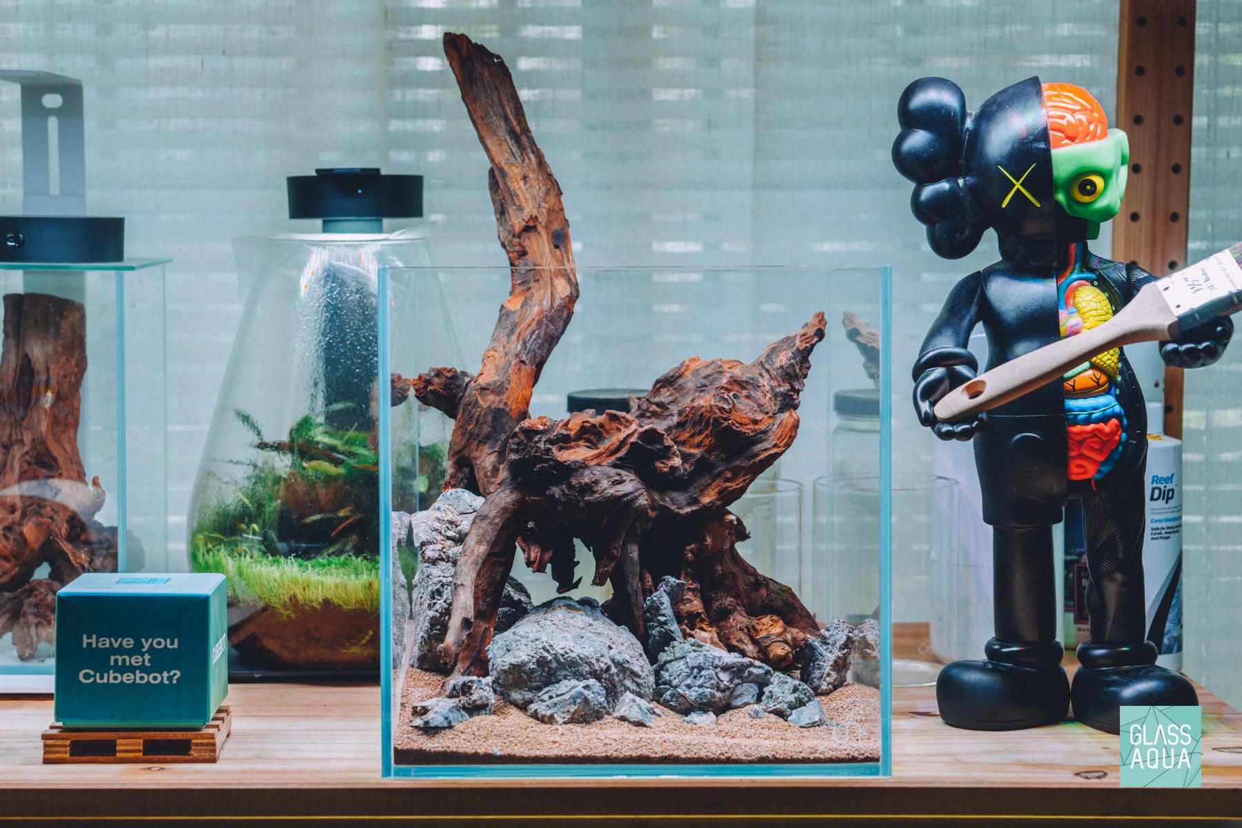 Glass Aqua Quick Scape cave scape in UNS 25C cube aquarium