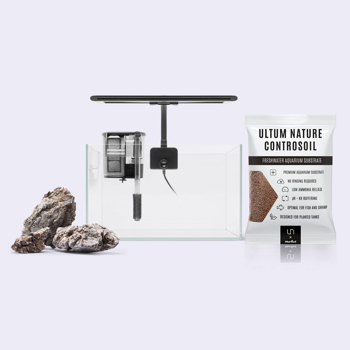 Nano Tank Starter Kit With Rock - Glass Aqua